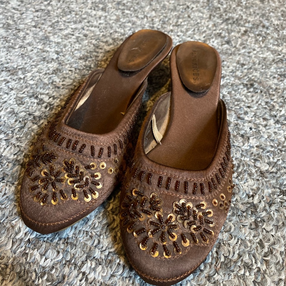Brown Beaded Heels Size 7